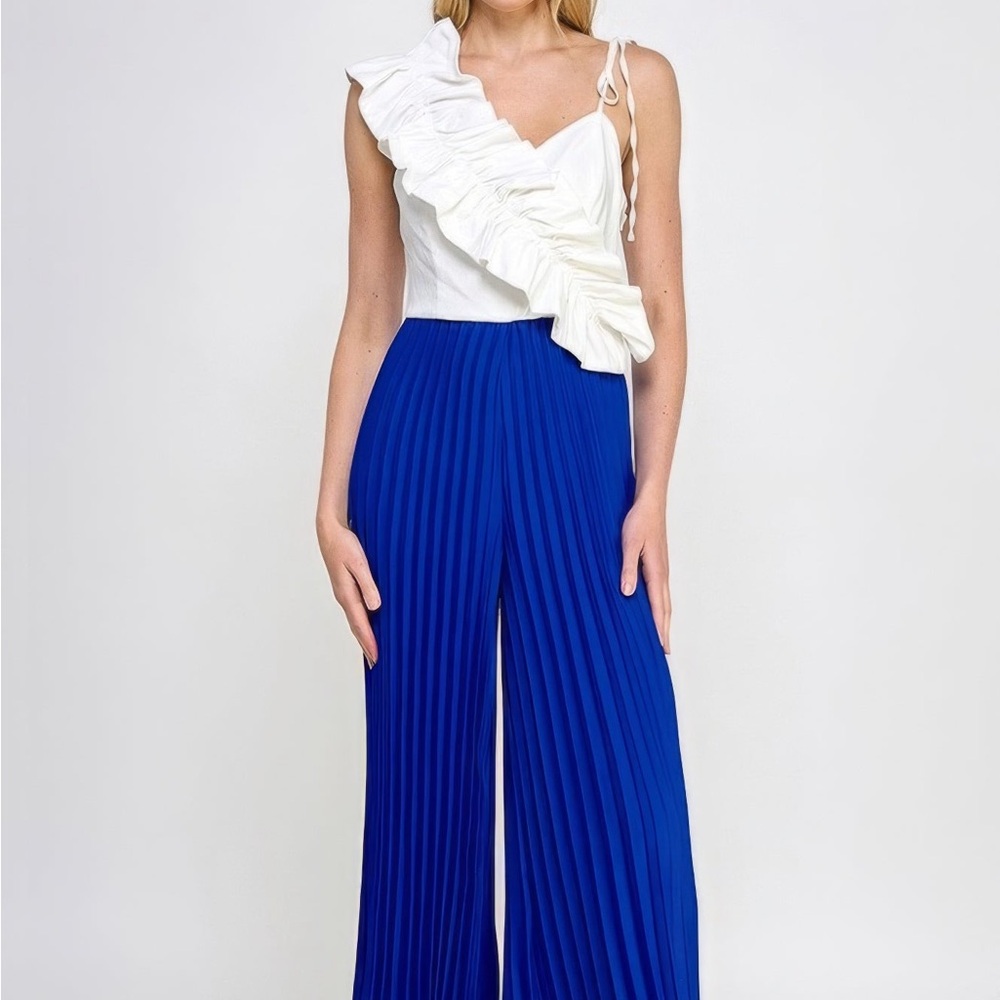 Cami Asymmetrical Ruffle Pleated Jumpsuit